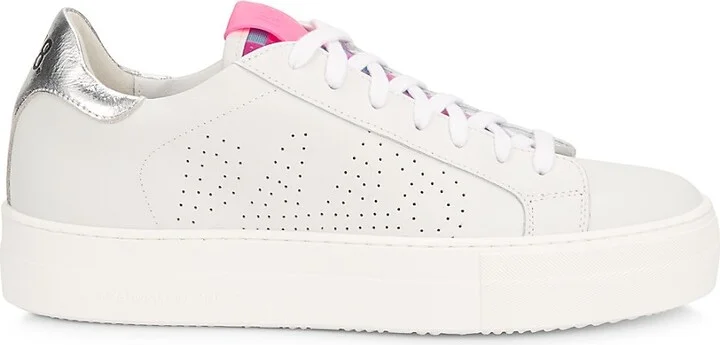Thea Metallic Heel Tab Perforated Leather Platform Sneakers