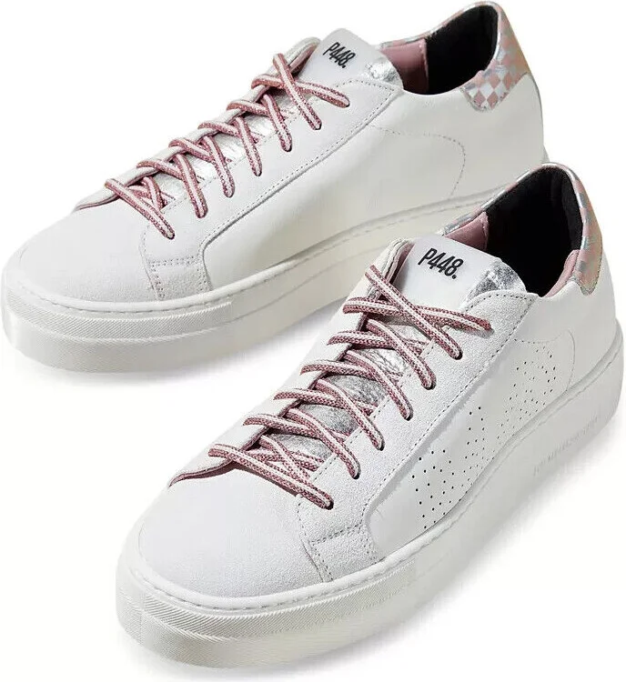 Thea Sneakers Women's US 5 White Leather Low Top Platform Shoes ZPO446 (White,5)