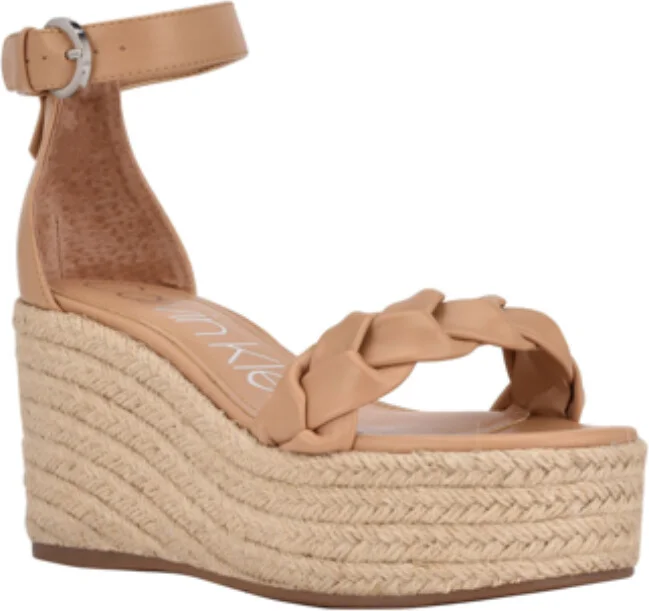 Thea Wedged Sandals Women's US 7 Light Natural Ankle Strap KHD706