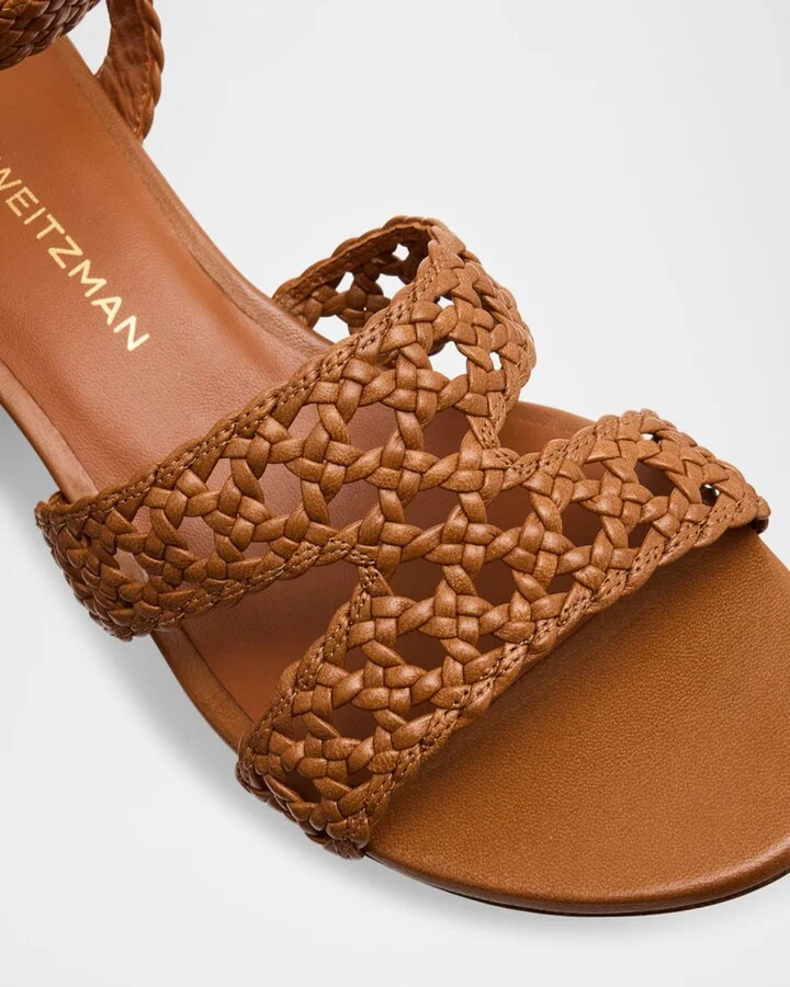 Thea Woven Leather Ankle-Strap Sandals - Image 2