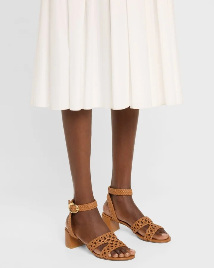 Thea Woven Leather Ankle-Strap Sandals - Image 5