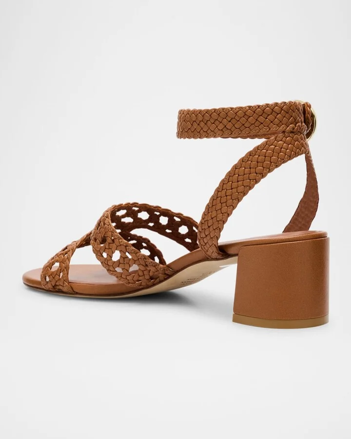 Thea Woven Leather Ankle-Strap Sandals - Image 7