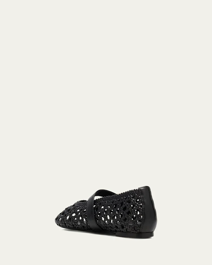 Thea Woven Leather Mary Jane Ballerina Flats - Image 3