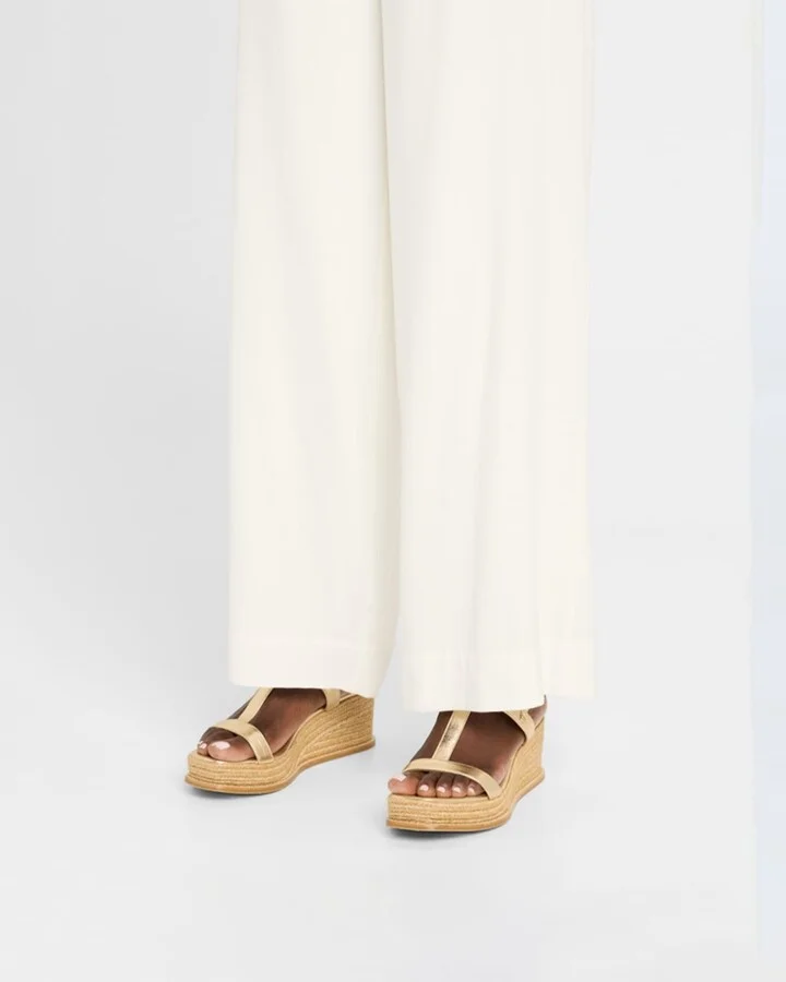 Theia 60 Metallic Leather Wedge Sandals - Image 2