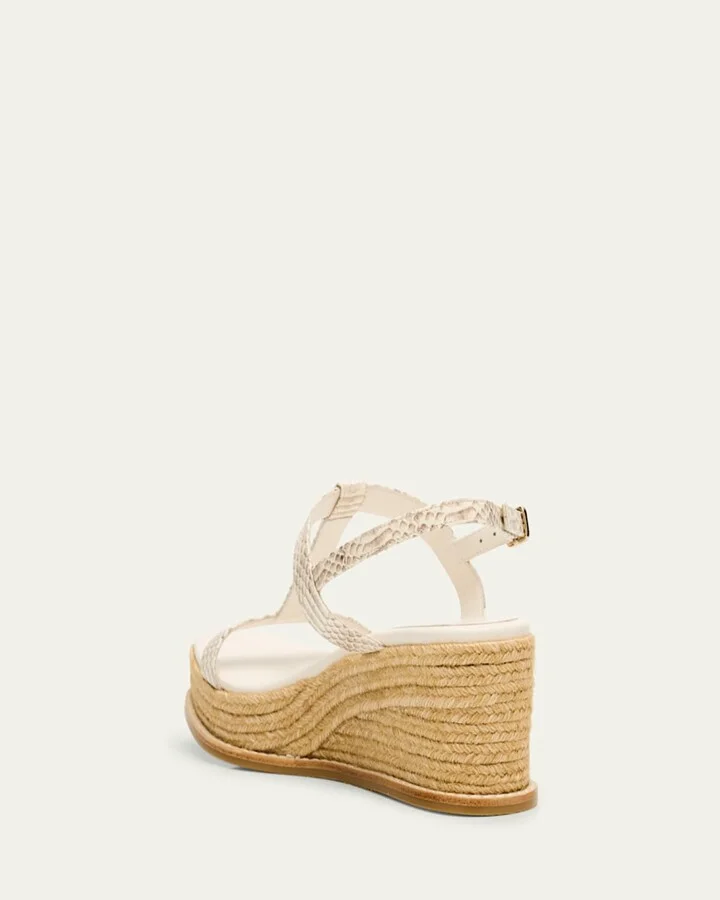 Theia 60 Snake-Printed Leather Wedge Sandals - Image 3