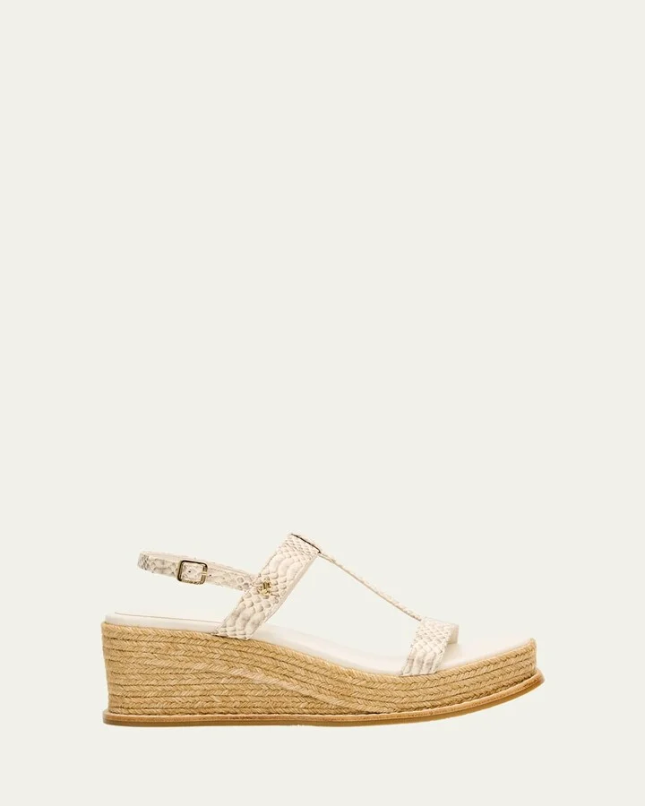 Theia 60 Snake-Printed Leather Wedge Sandals