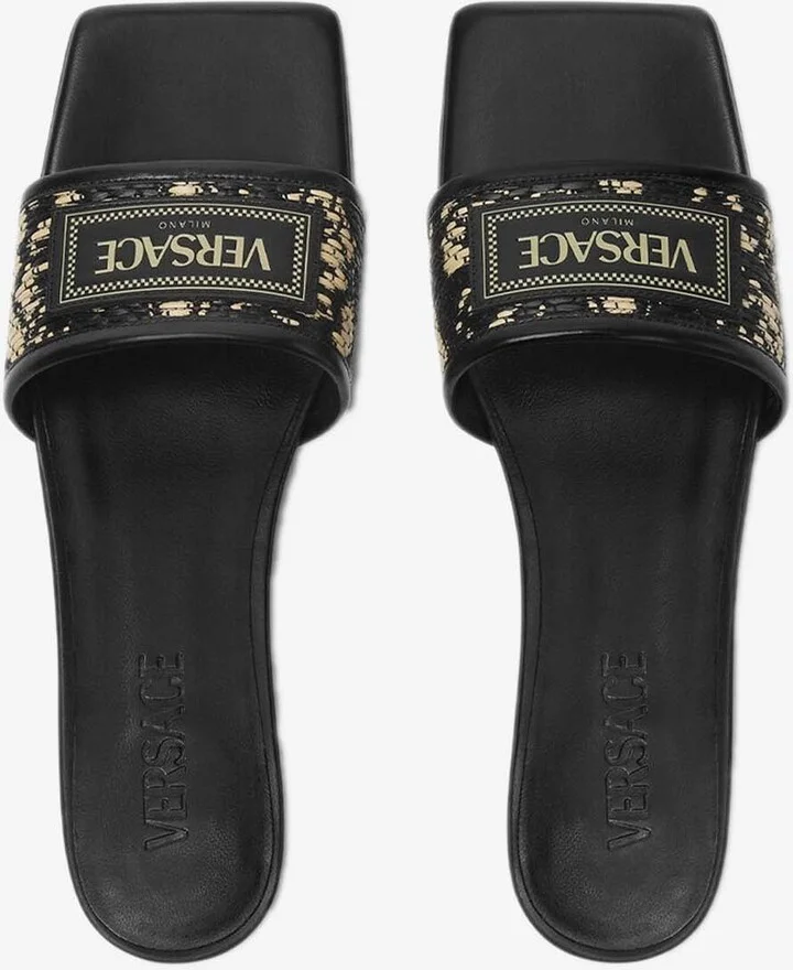 Theia Barocco Woven Raffia Flat Sandals - Image 2