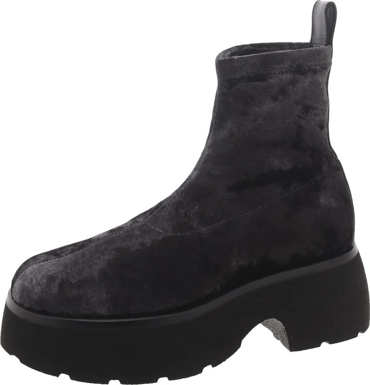 Thelma Womens Velvet Round Toe Booties