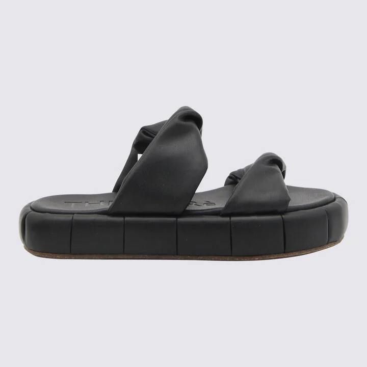 Themoirè Black Faux Leather Phenix Flats