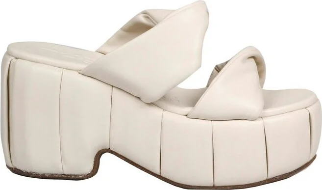Themoirè Knot-Detail Slip-On Platform Sandals