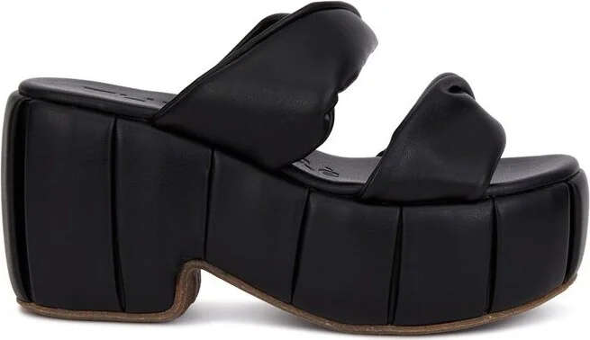 Themoirè Knot-Detail Slip-On Platform Sandals