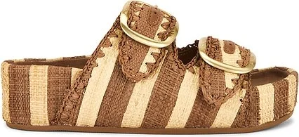 Brown & Natural Striped Straw