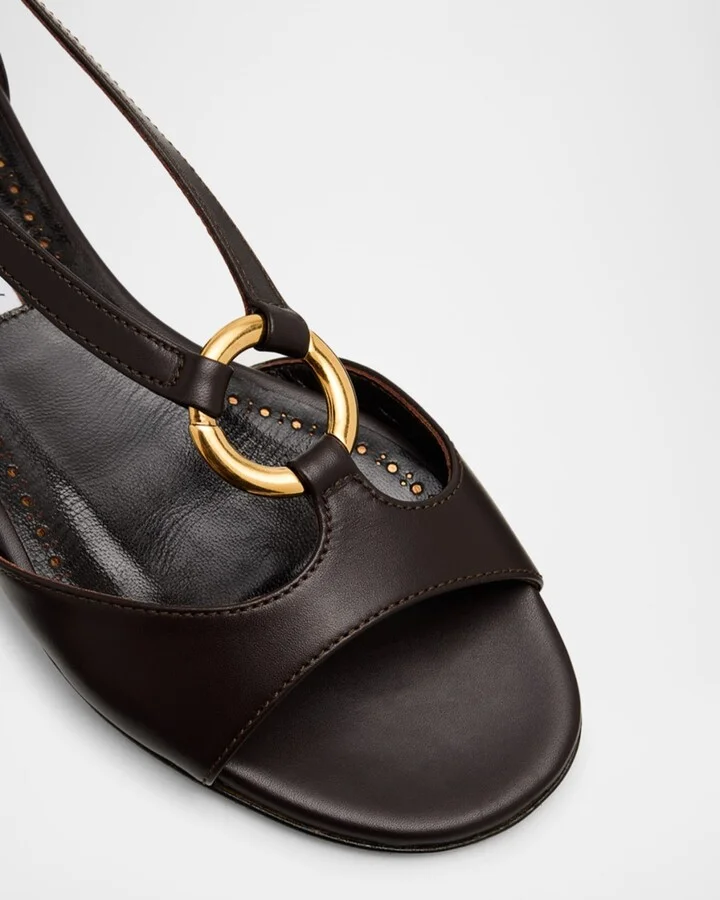 Theodo T-Strap Leather Sandals - Image 2