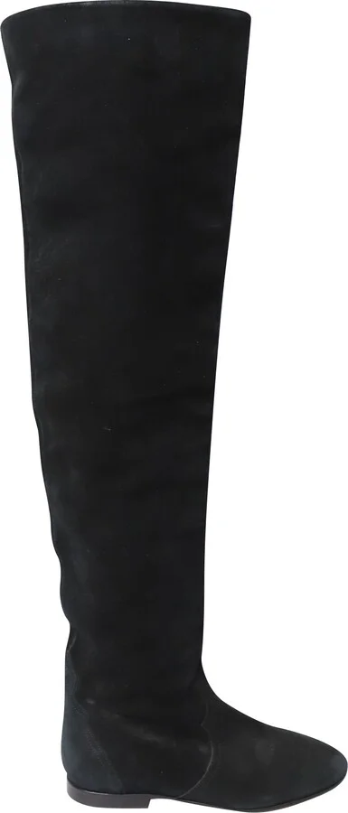 Thigh High Boots in Black Suede