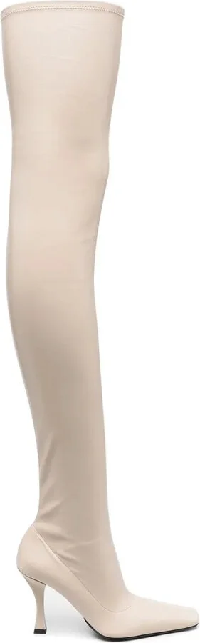 Thigh-High Calf Leather Boots