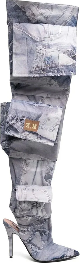 Thigh-High Cargo Boots