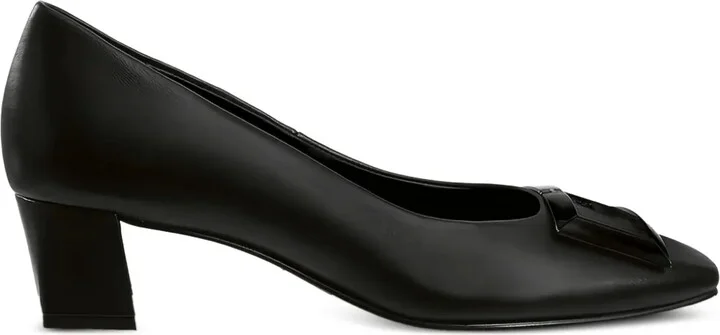 Thilda square-buckle block-heel pumps