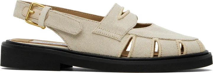 Thom Browne Beige Slingback Cutout Sandals