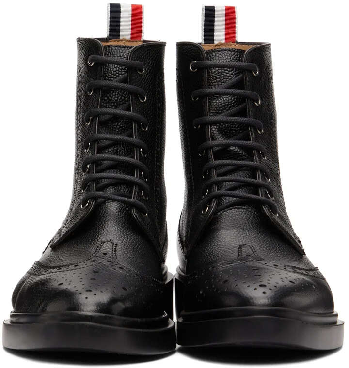 Thom Browne Black Classic Wingtip Boot - Image 2