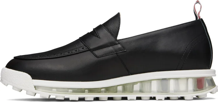 Thom Browne Black Clear Tech Runner Sole Penny Loafers - Image 3