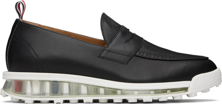 Thom Browne Black Clear Tech Runner Sole Penny Loafers