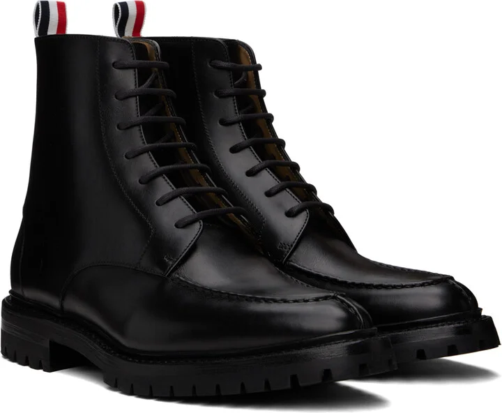 Thom Browne Black Commando Sole Apron Stitch Boots - Image 4