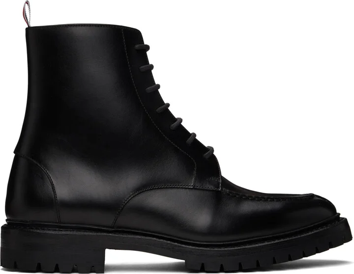 Thom Browne Black Commando Sole Apron Stitch Boots