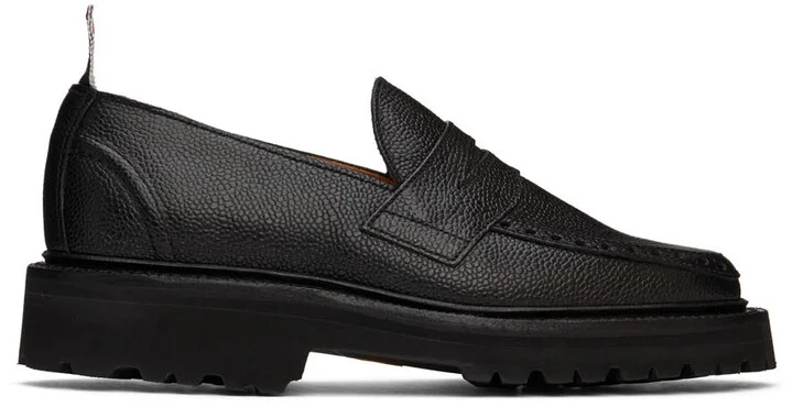 Thom Browne Black Commando Sole Penny Loafers
