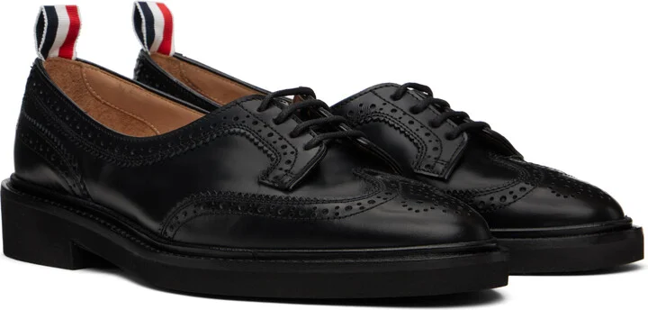 Thom Browne Black Low Throat Wingtip Derbys - Image 4