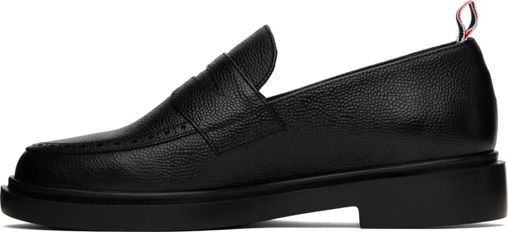 Thom Browne Black Pebble Grain Penny Loafers - Image 3