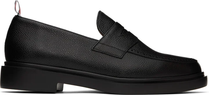 Thom Browne Black Pebble Grain Penny Loafers