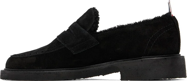 Thom Browne Black Shearling Penny Loafers - Image 3