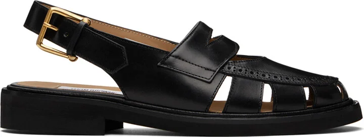 Thom Browne Black Slingback Cutout Sandals