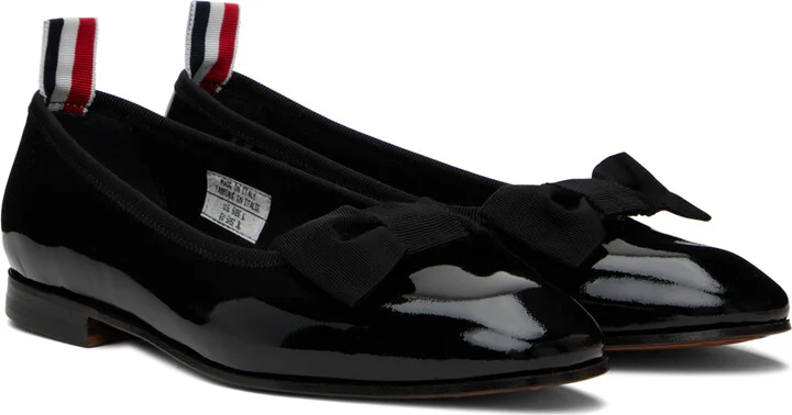 Thom Browne Black Soft Patent Opera Ballerina Flats - Image 4