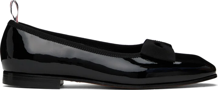 Thom Browne Black Soft Patent Opera Ballerina Flats