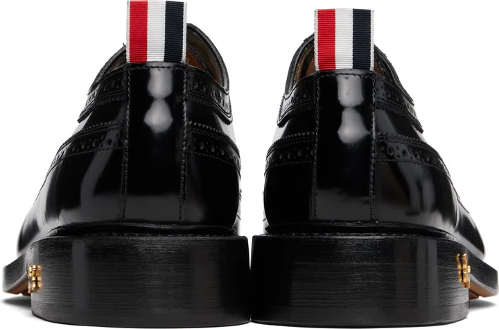 Thom Browne Black Spazzolato Leather Longwing Brogues - Image 2