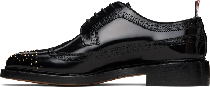 Thom Browne Black Spazzolato Leather Longwing Brogues - Image 3