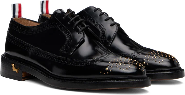 Thom Browne Black Spazzolato Leather Longwing Brogues - Image 4
