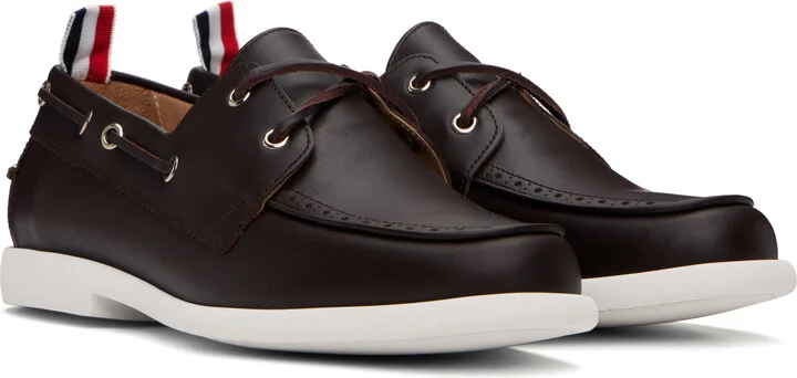 Thom Browne Brown Baby Calf Leather Boat Shoes - Image 4