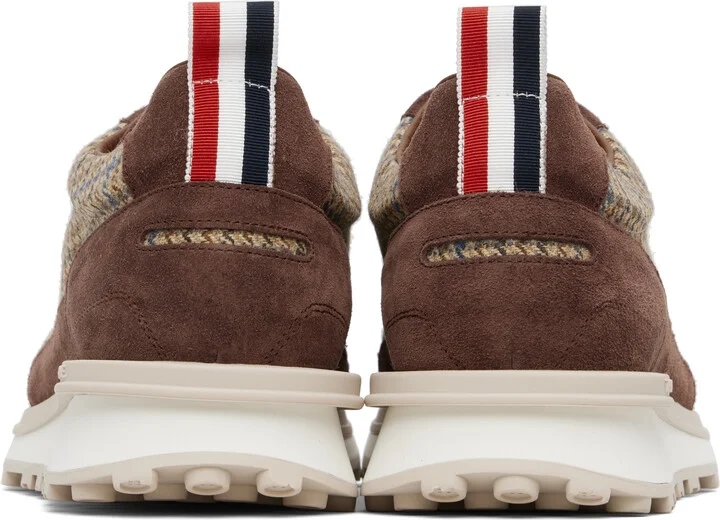 Thom Browne Brown & Beige Gunclub Check Tweed Alumni Sneakers - Image 2