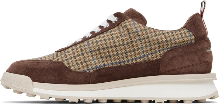 Thom Browne Brown & Beige Gunclub Check Tweed Alumni Sneakers - Image 3