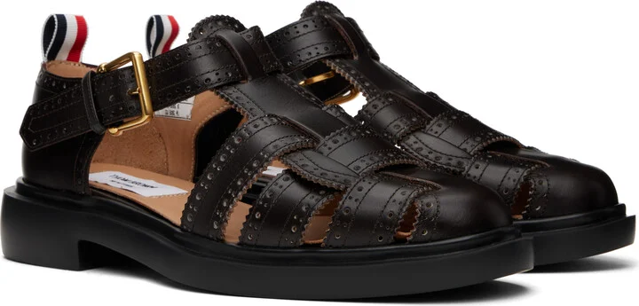 Thom Browne Brown Classic Calf Leather Fisherman Sandals - Image 4