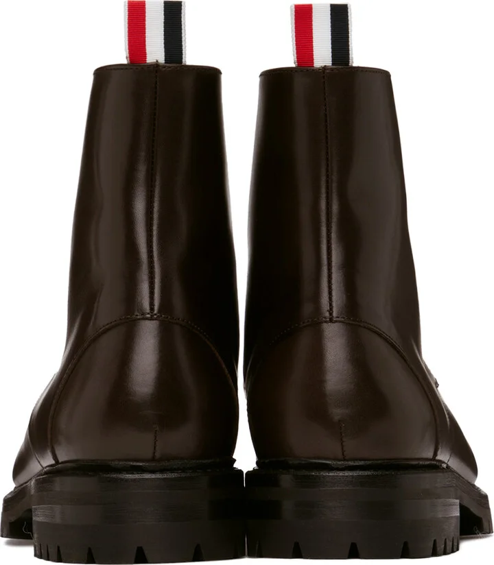 Thom Browne Brown Commando Sole Apron Stitch Boots - Image 2