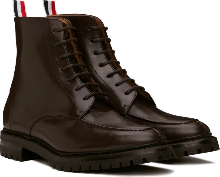 Thom Browne Brown Commando Sole Apron Stitch Boots - Image 4