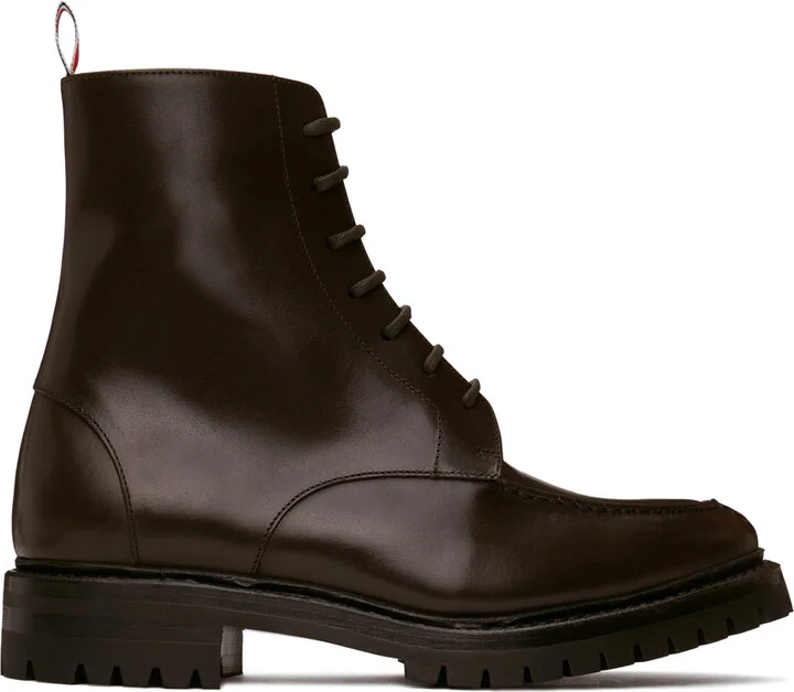 Thom Browne Brown Commando Sole Apron Stitch Boots