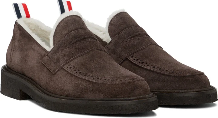 Thom Browne Brown Shearling Penny Loafers - Image 4