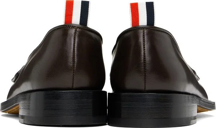 Thom Browne Brown Vitello Calf Leather Varsity Penny Loafers - Image 2
