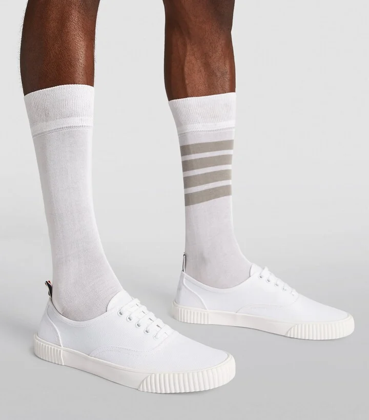 Thom Browne Canvas Vulcanized Heritage Sneakers - Image 6
