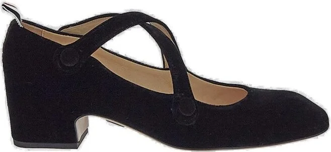Thom Browne Criss Cross Straps Velvet Pumps