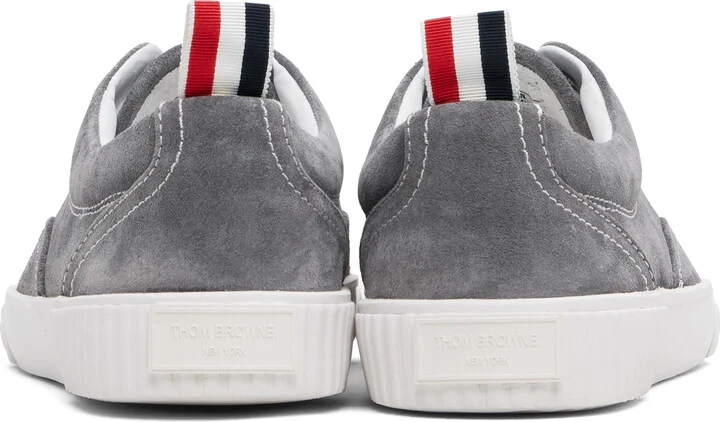 Thom Browne Gray Calf Suede Heritage Sneakers - Image 2